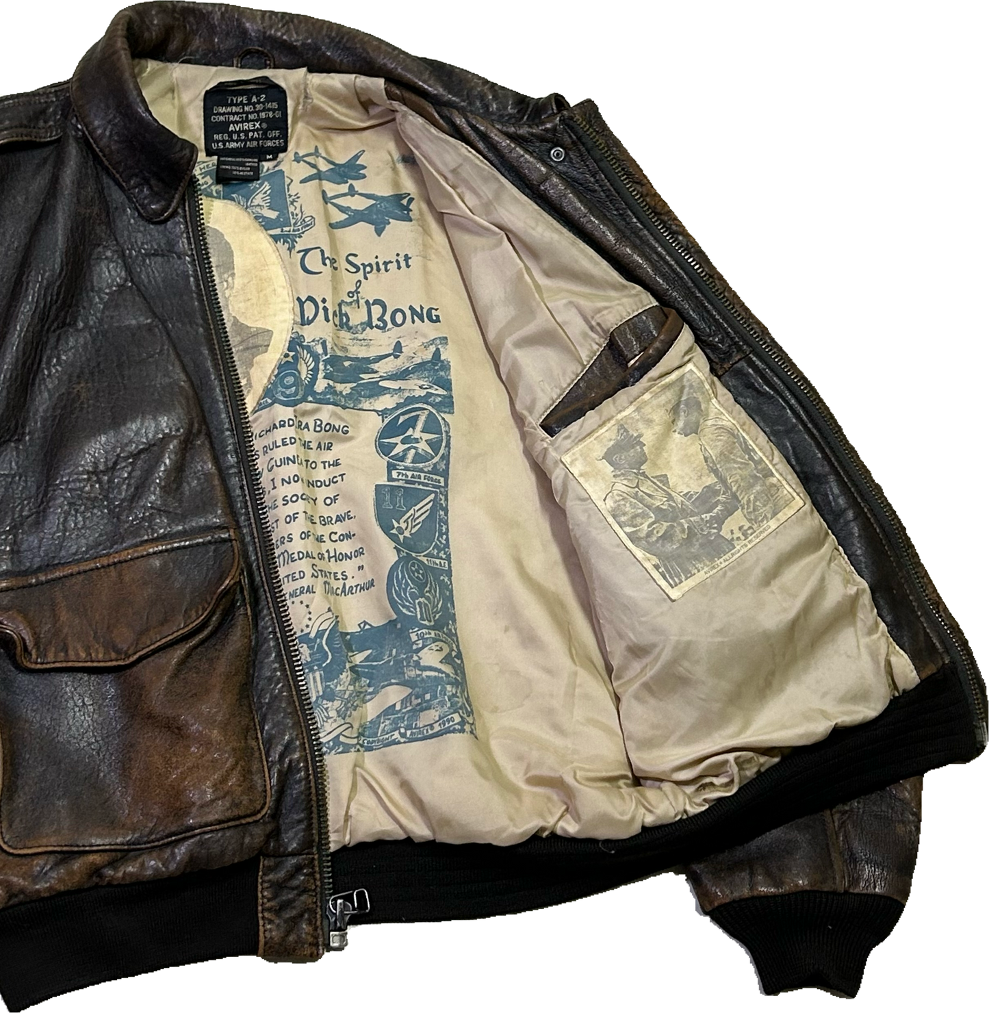 Chaqueta De Piel Desgastada Avirex Tipo A-2 - Xl - Palancia Retro