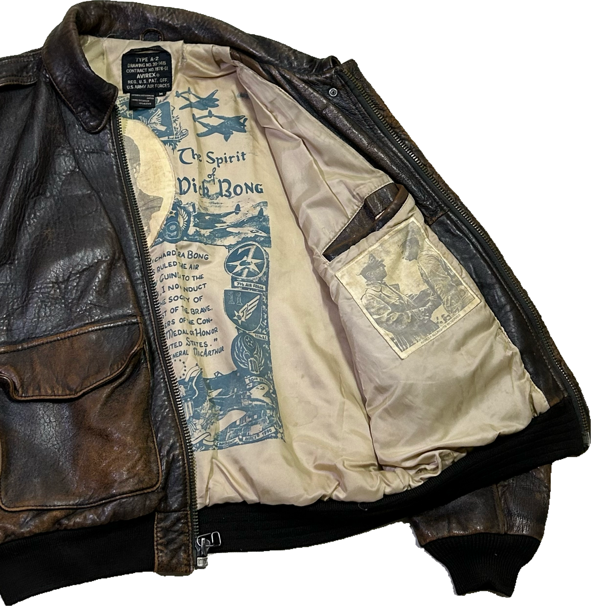 Chaqueta De Piel Desgastada Avirex Tipo A-2 - Xl - Palancia Retro