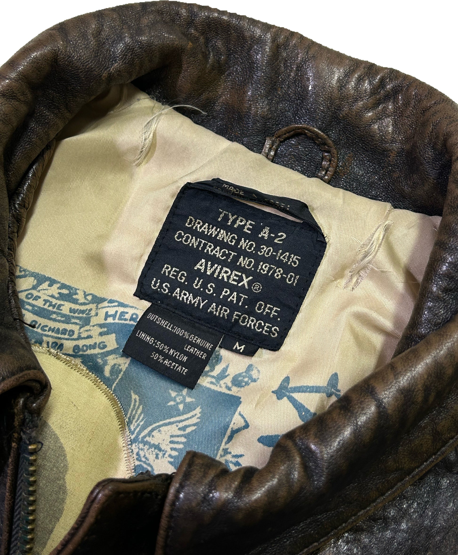 Chaqueta De Piel Desgastada Avirex Tipo A-2 - Xl - Palancia Retro