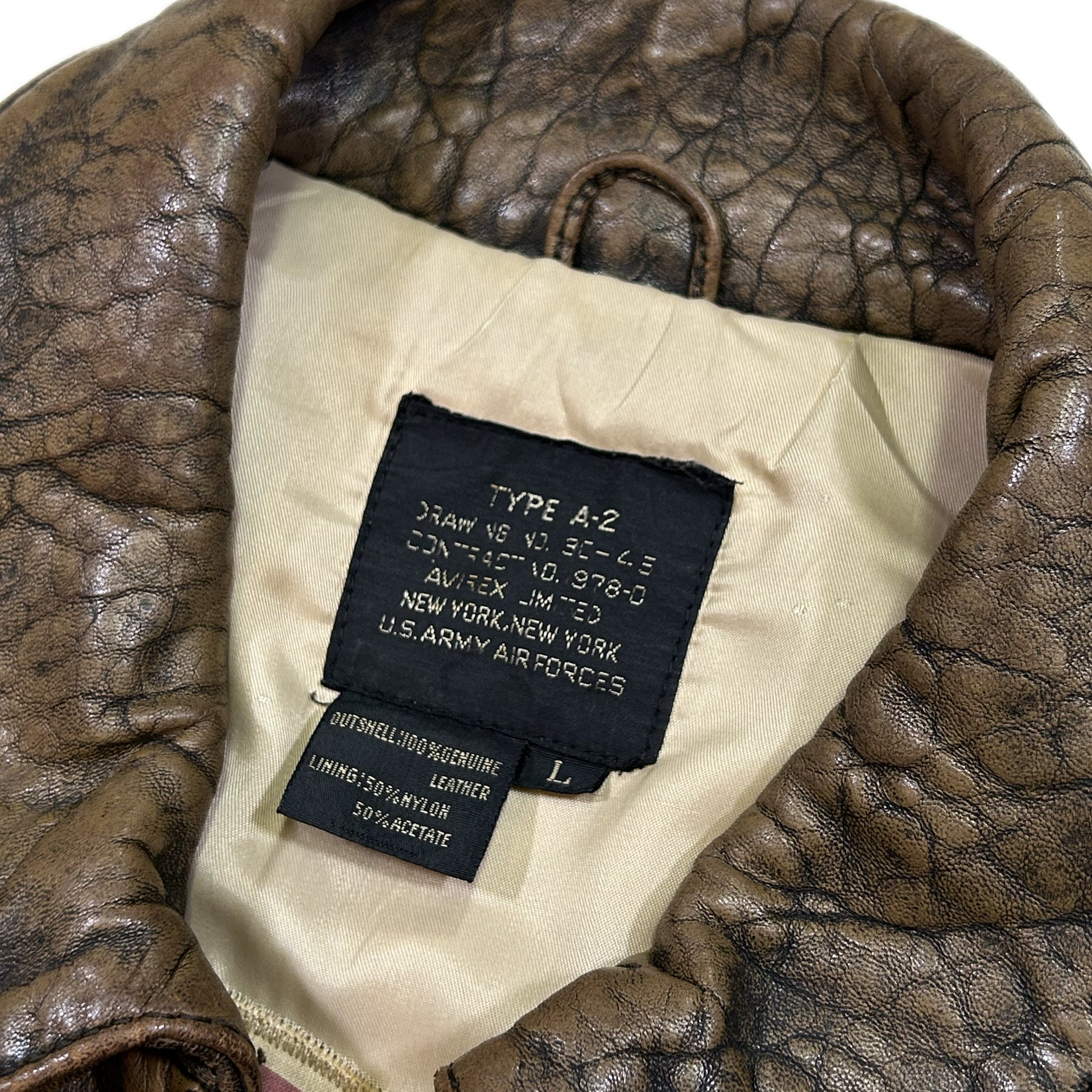 Chaqueta De Piel Gráfica Avirex Tipo A-2 - L - Palancia Retro