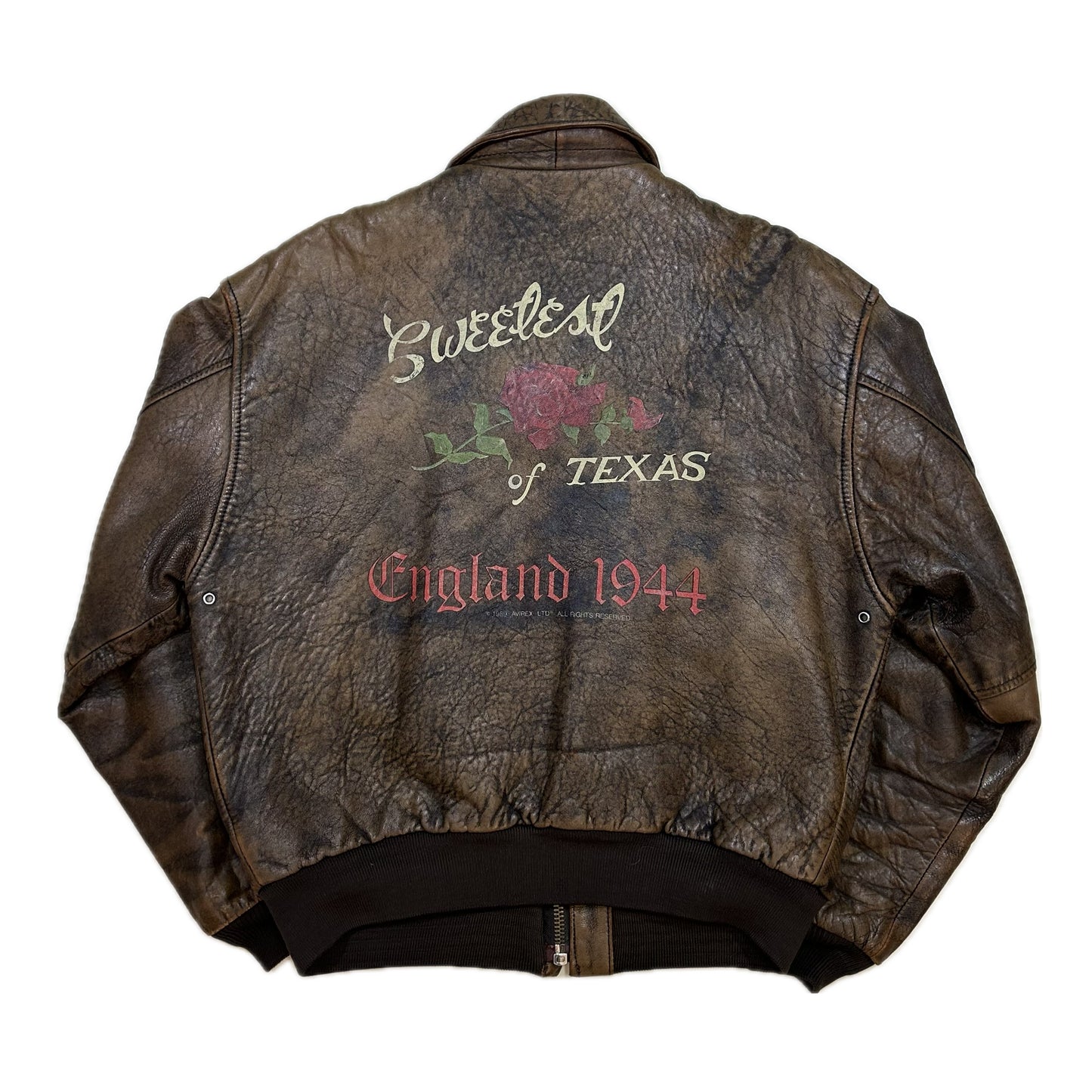 Chaqueta De Piel Gráfica Avirex Tipo A-2 - L - Palancia Retro