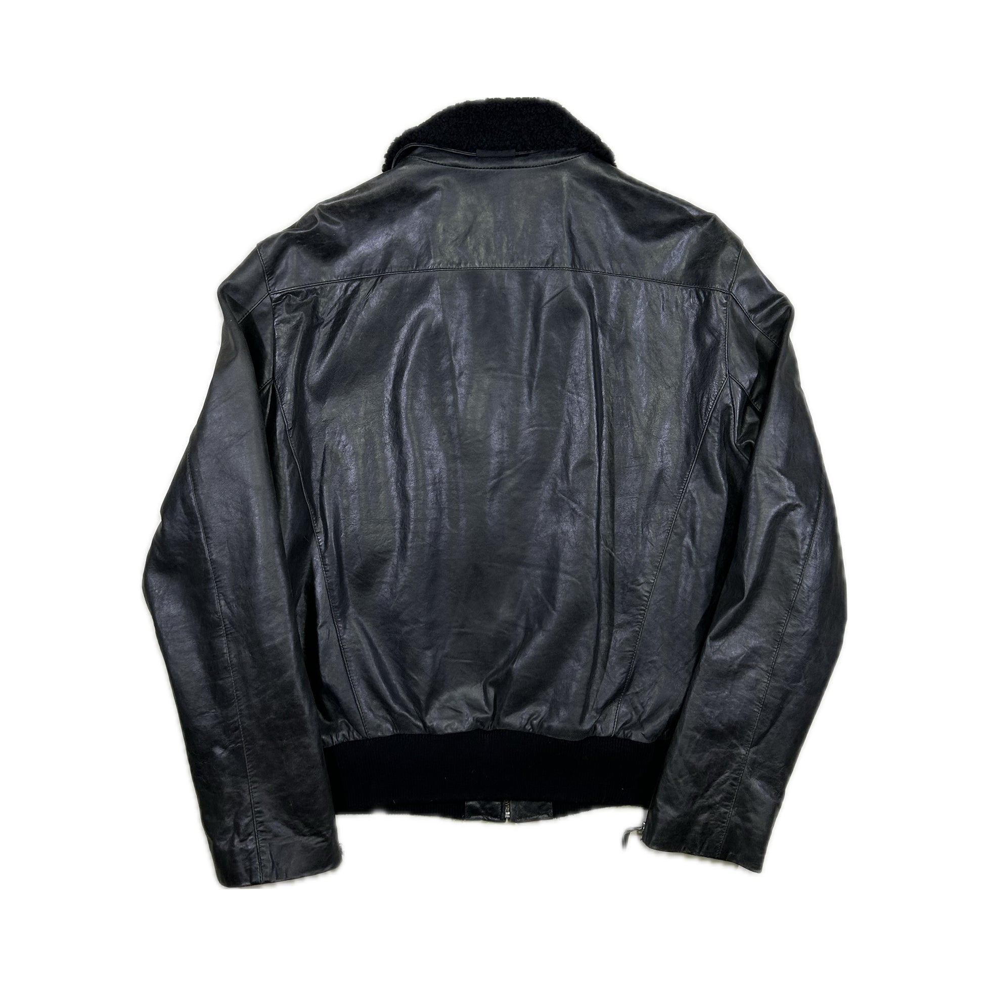 Chaqueta De Aviador De Piel Efecto Papel Mugler - L - Palancia Retro
