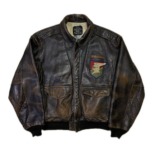 Chaqueta De Piel Desgastada Avirex Tipo A-2 - Xl - Palancia Retro