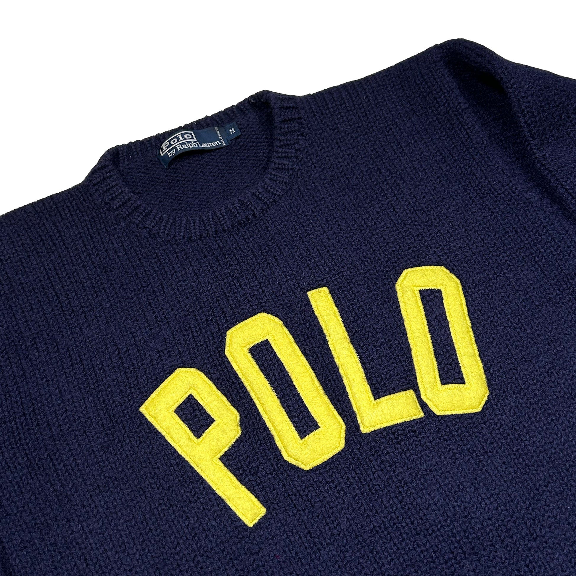 Jersey de lana Polo Ralph Lauren POLO university spellout 90's - M - Palancia Retro