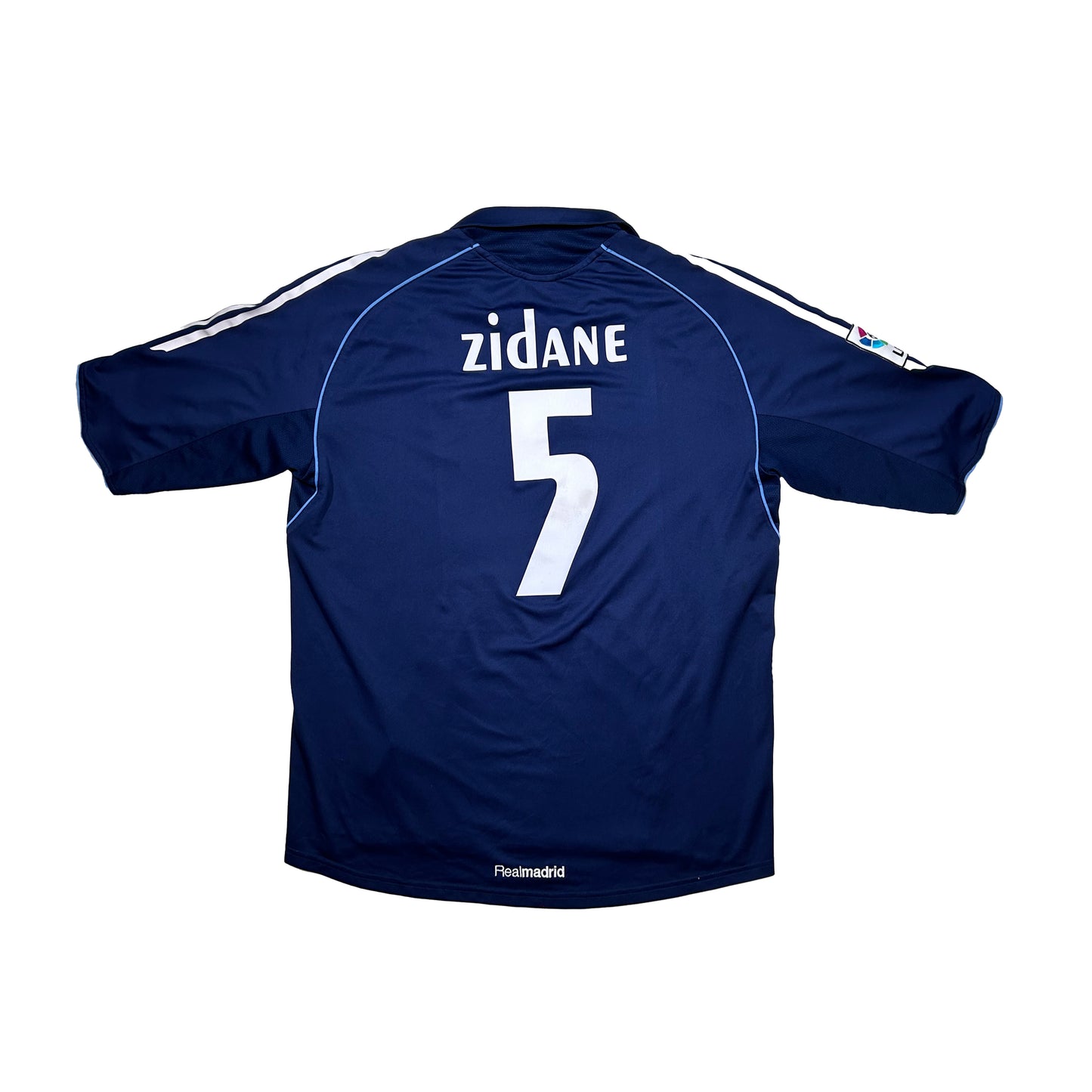 Camiseta de fútbol Adidas Real Madrid CF temporada 2005-2006 2ª equipación dorsal 5 Zidane - L - Palancia Retro