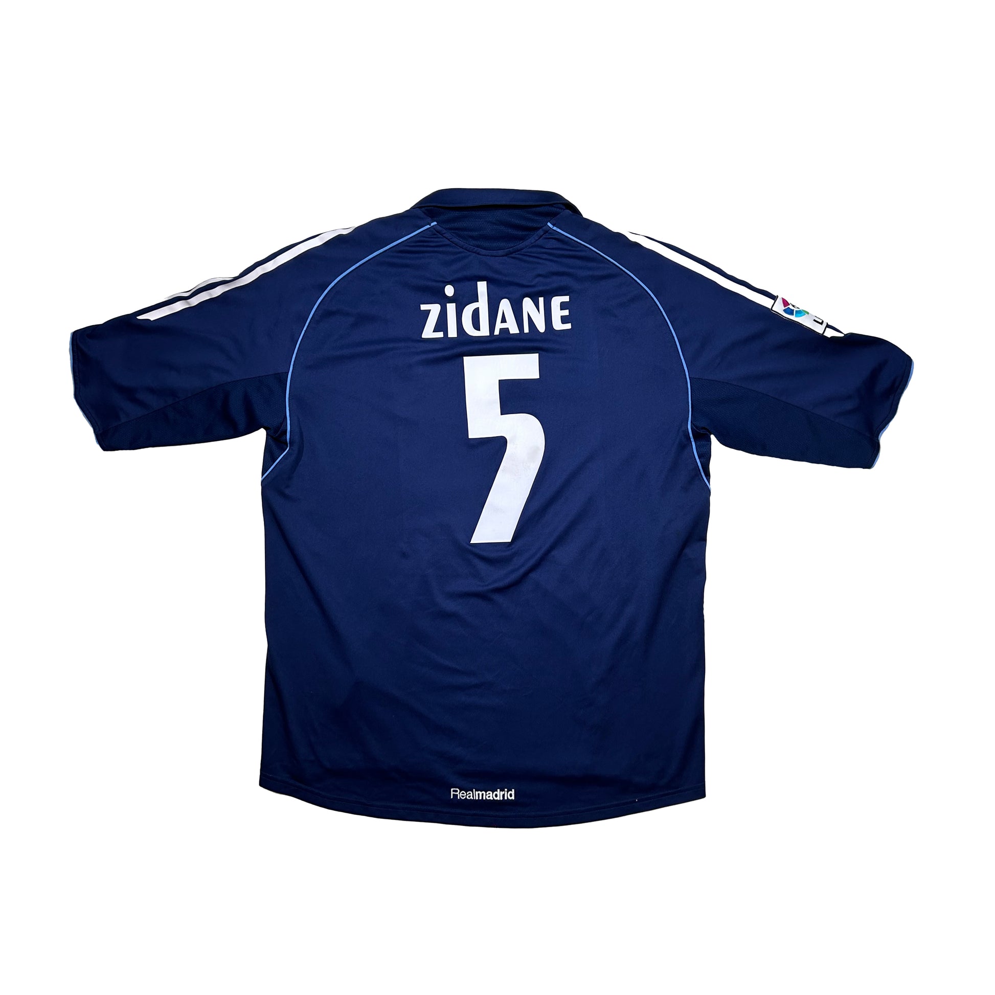 Camiseta de fútbol Adidas Real Madrid CF temporada 2005-2006 2ª equipación dorsal 5 Zidane - L - Palancia Retro